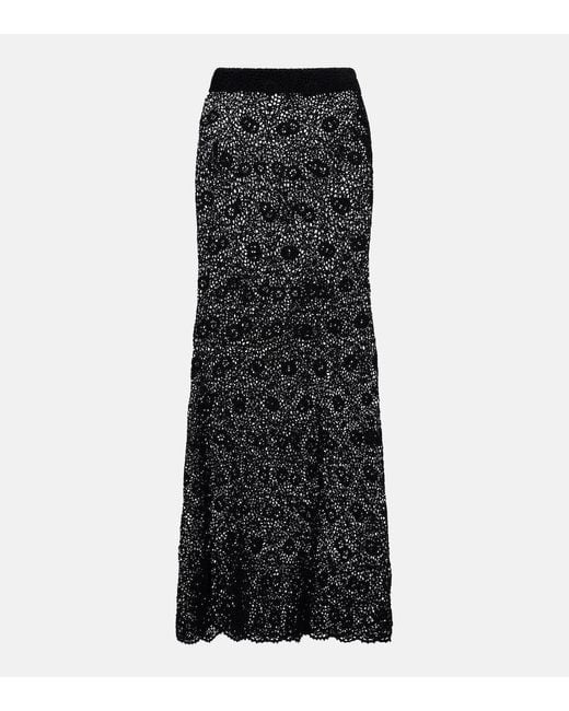 Nili Lotan Black Nika Crochet Cotton Maxi Skirt