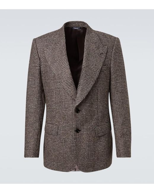 Dolce & Gabbana Brown Checked Single-Breasted Blazer for men