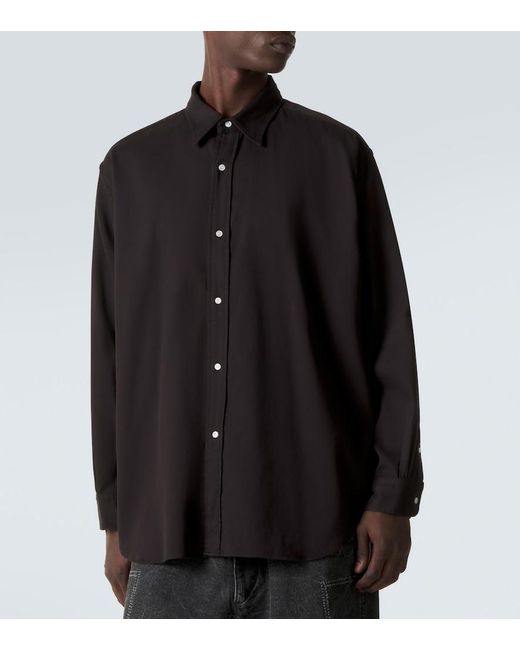 A.PRESSE Black Cotton Twill Shirt for men
