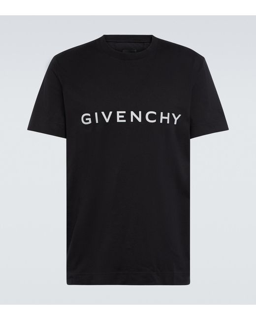 T-shirt in cotone con logo riflettente di Givenchy in Black da Uomo
