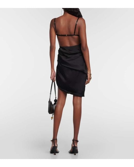 Jacquemus Black La Robe Saudade Brodée drapiertes Kleid
