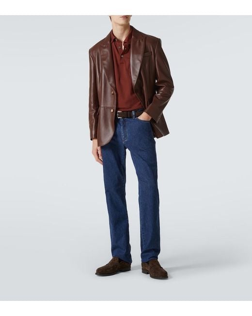 Zegna Blue Roccia Mid-Rise Slim Jeans for men