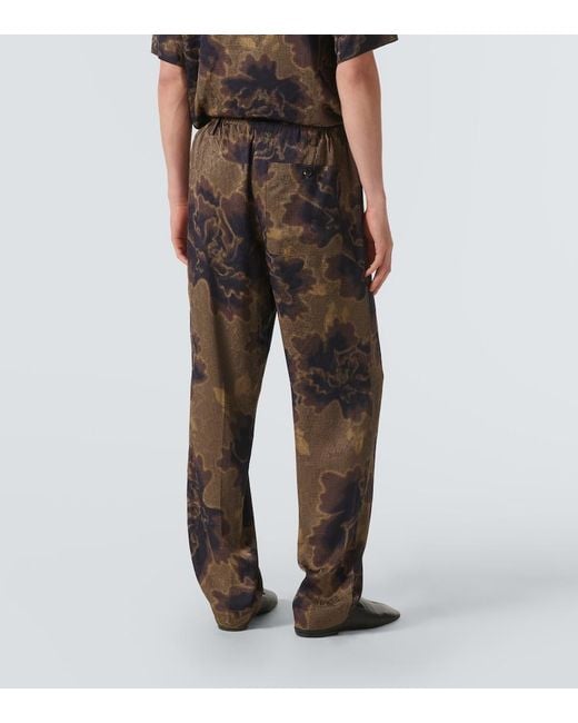 Dries Van Noten Gray Printed Drawstring Straight-Leg Pants for men