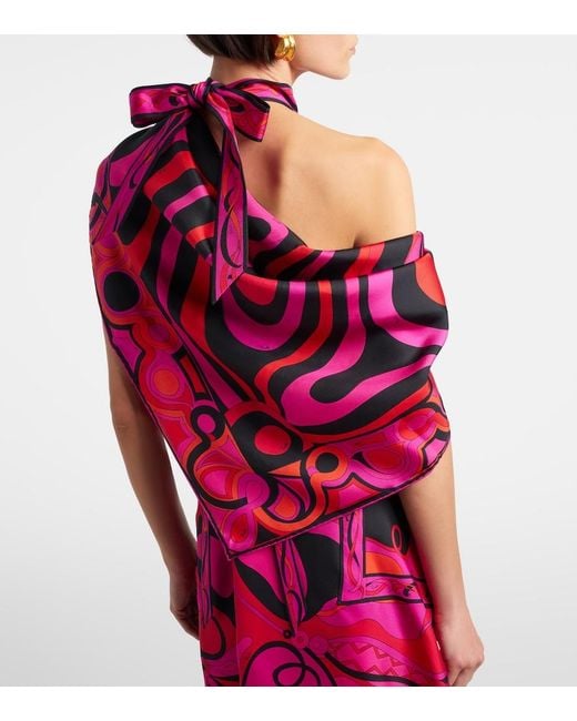Emilio Pucci Red Iride Silk Twill Scarf