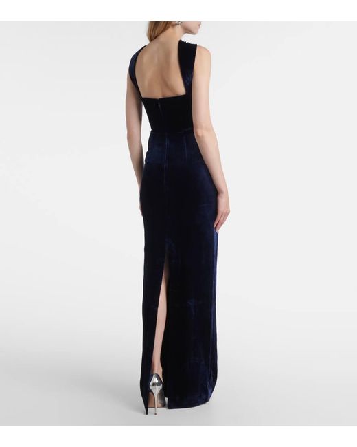 Roland Mouret Black Scarf-Detail Velvet Corset Gown