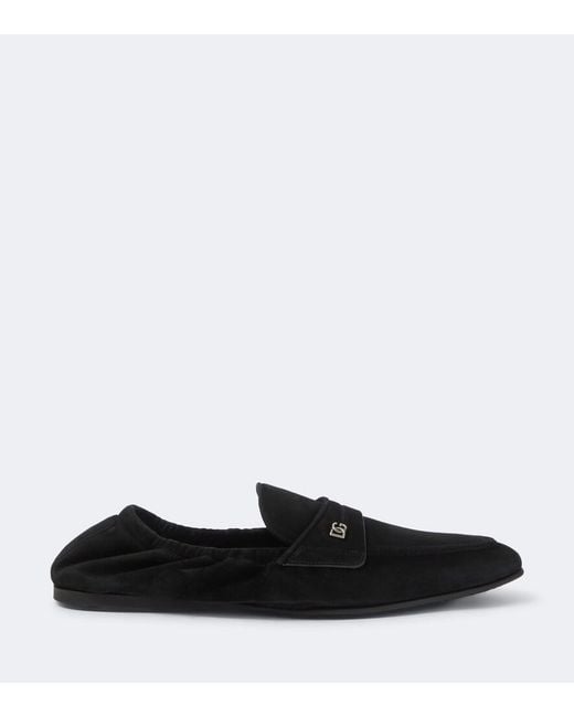 Dolce & Gabbana Black Dg Suede Loafers for men