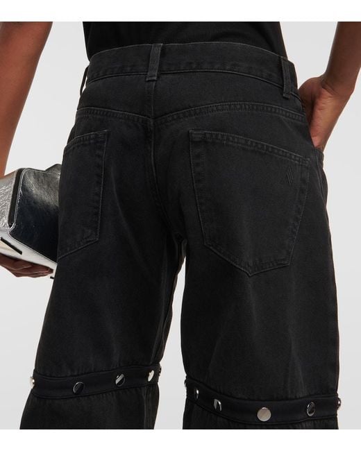 Jeans Rectos De Tiro Bajo Con Botones The Attico de color Black