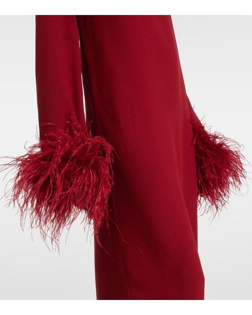 Taller Marmo Red Gina Feather-Trimmed Midi Dress