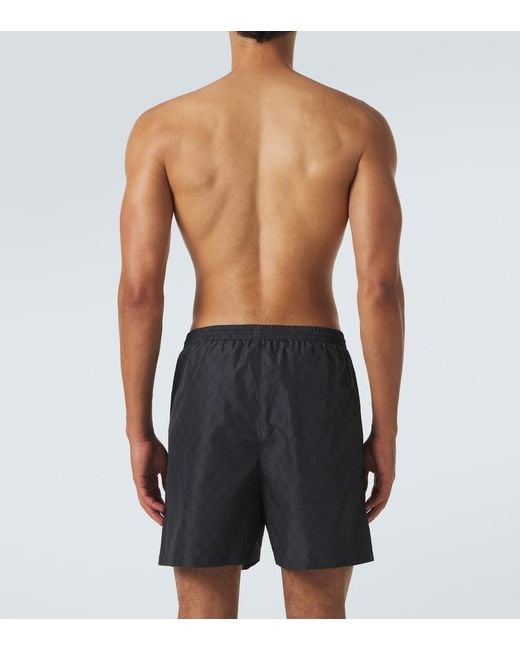 Gucci Blue Gg Poplin Swim Trunks for men
