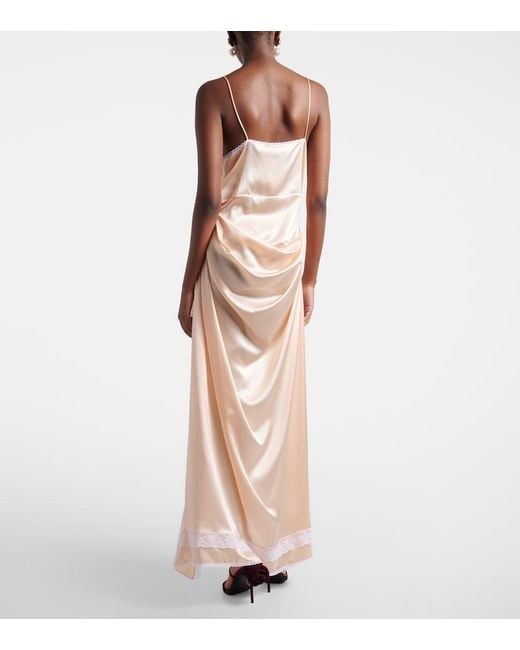 Magda Butrym Pink Lace-Trimmed Silk Satin Slip Dress