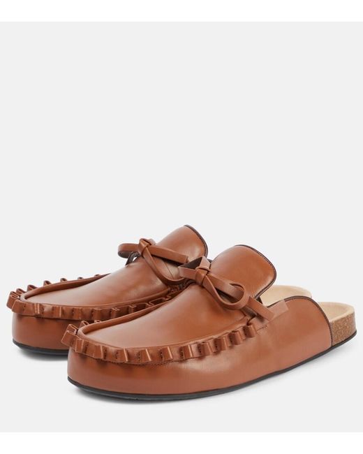 J.W. Anderson Brown Ruffled Leather Mules