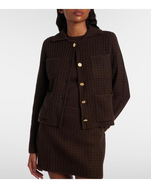 Jardin Des Orangers Black Waffle-Knit Wool And Cashmere Cardigan