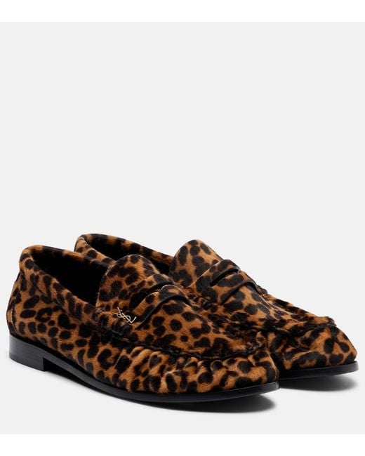 Saint Laurent Brown Le Loafer Calf Hair Penny Loafers