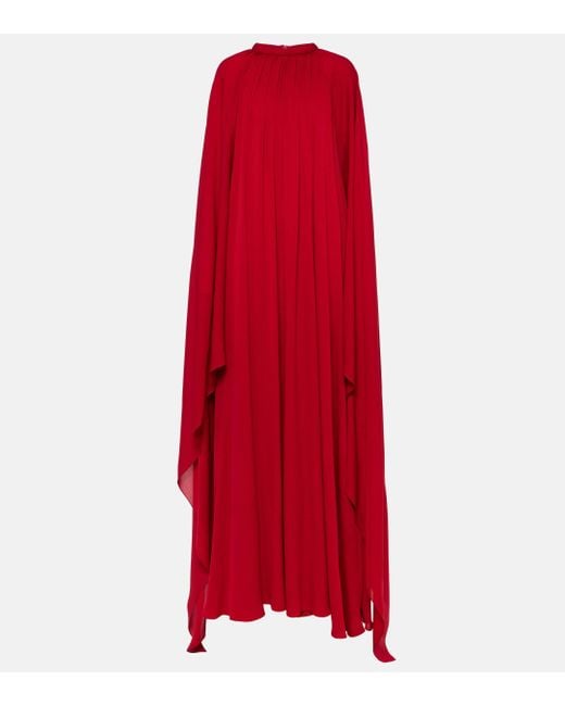 Elie Saab Red Draped Silk Gown