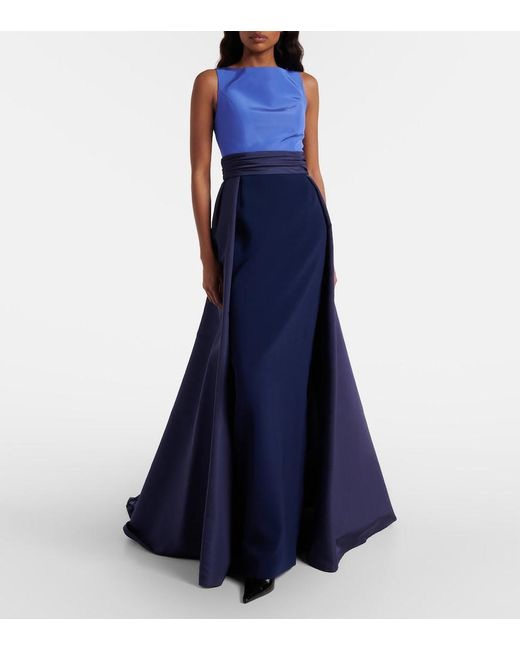 Carolina Herrera Blue Colorblocked Silk Faille Gown