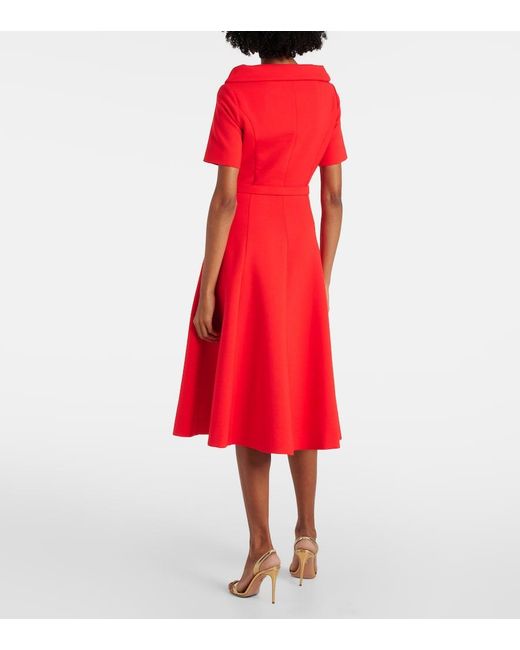 Oscar de la Renta Red Wool-Blend Midi Dress