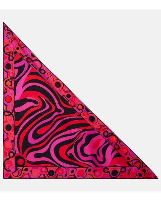 Emilio Pucci Red Iride Silk Twill Scarf
