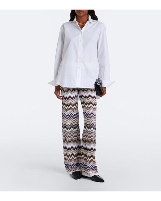 Missoni White Zigzag Knitted Wide-Leg Pants