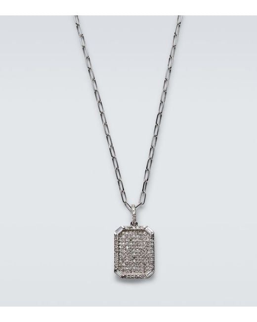 SHAY Blue 18Kt Id Pendant Necklace With Pave Diamonds for men