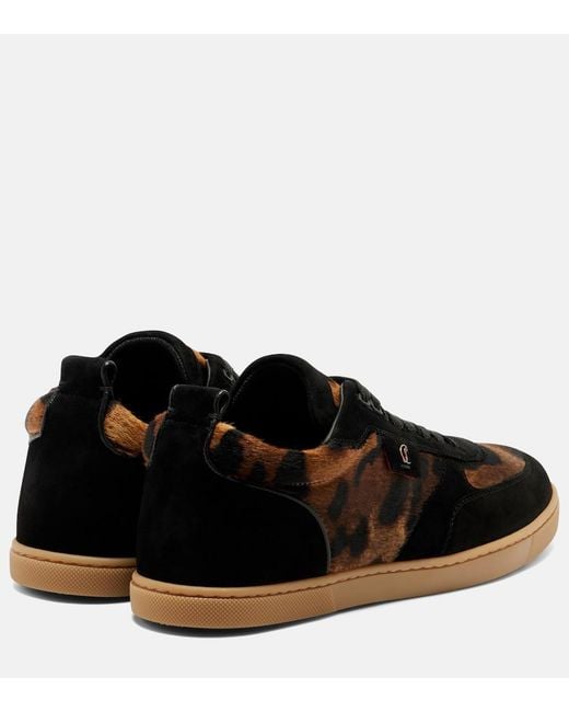 Christian Louboutin Black Suede-Trimmed Calf Hair Sneakers
