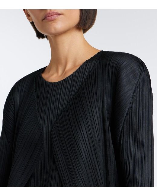 Pleats Please Issey Miyake Black Basics Pleated Cardigan