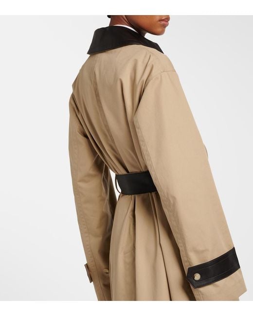 Joseph Natural Zaman Leather-Trimmed Cotton Trench Coat