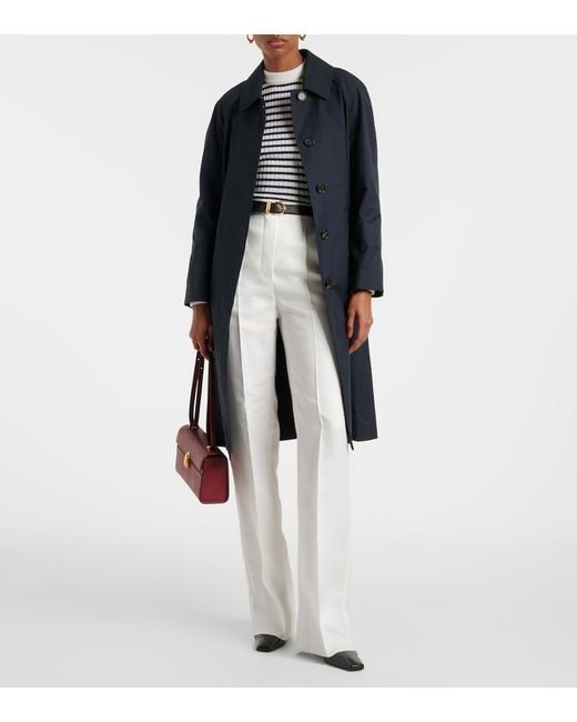 Max Mara White Aversa High-Rise Linen Wide-Leg Pants