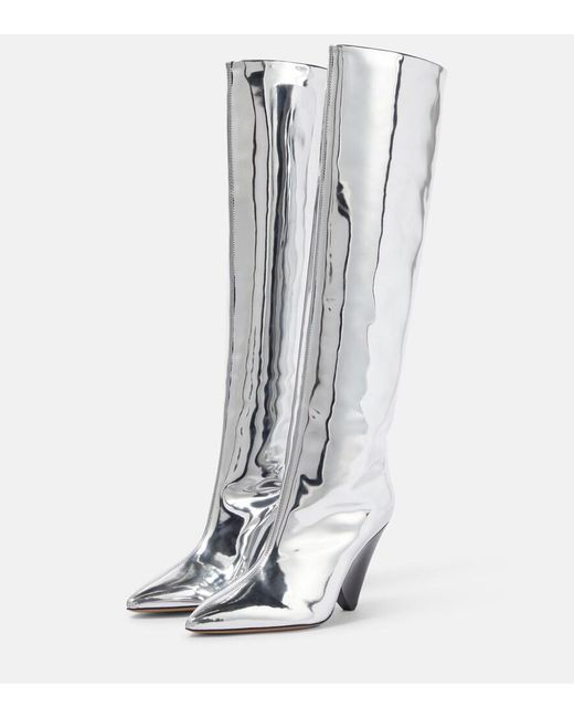Isabel Marant Gray Lakita Mirrored Knee-High Boots