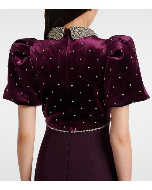 Rebecca Vallance Purple Charles Embellished Velvet Gown