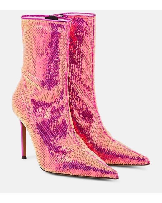 Alexandre Vauthier Pink Ankle Boots Sebert Mit Pailletten