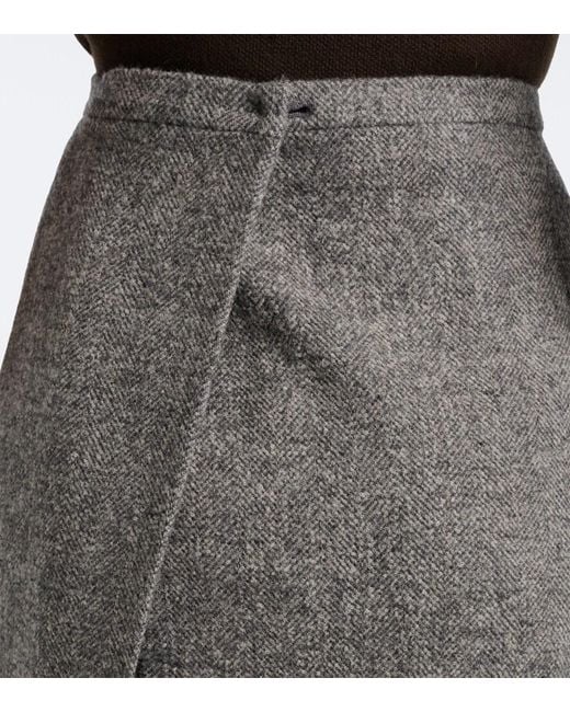 Magda Butrym Gray Wool And Cashmere-Blend Midi Skirt