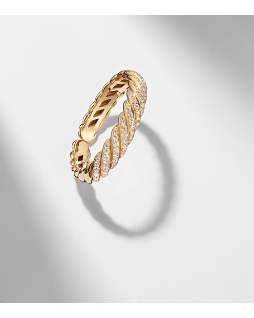 David Yurman Metallic Sculpted Cable Flex 18Kt Bracelet With Diamonds