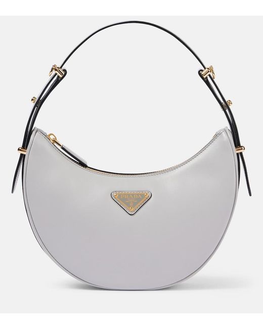 Prada Gray Arque Small Leather Shoulder Bag