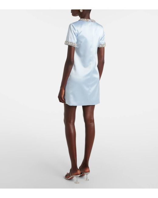 Self-Portrait Blue Verziertes Minikleid Aus Satin