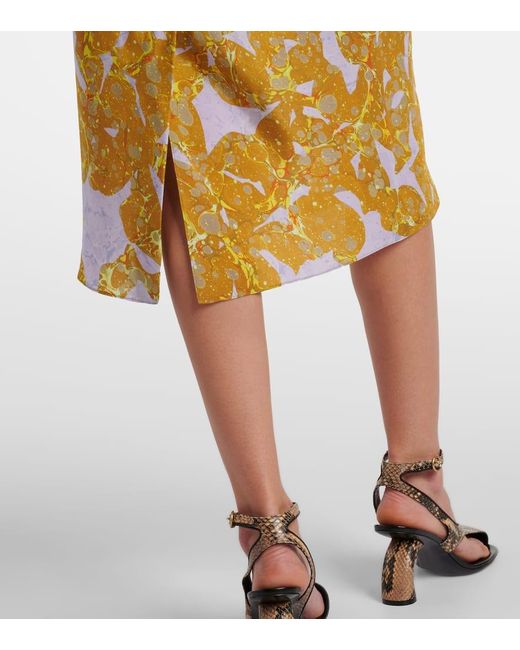VIP【送料関税込】DRIES VAN NOTEN PRINTED SILK MIDI SKIRT Dries Van Noten Printed Silk Midi Skirt in Metallic | Lyst