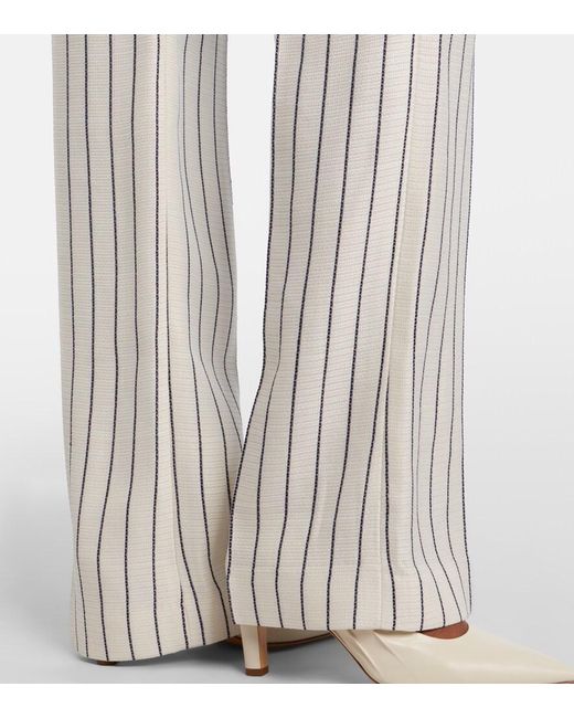 Balmain White Pinstripe Straight Pants