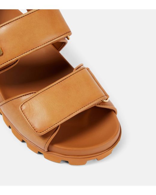 Miu Miu Brown Logo Leather Sandals