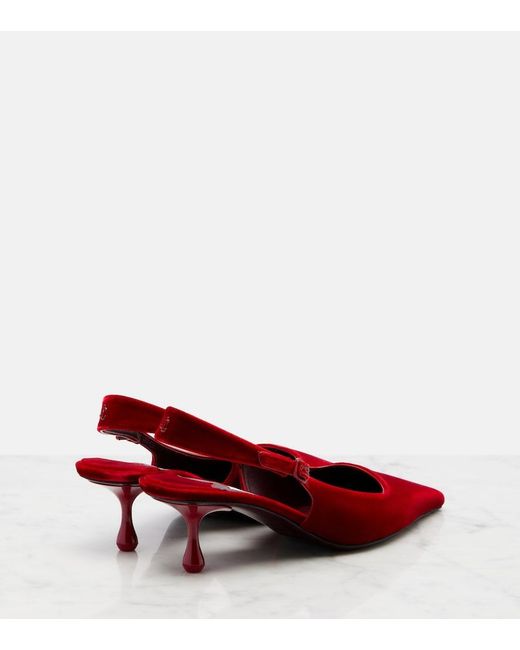 Jimmy Choo Red Amel Velvet Slingback Pumps