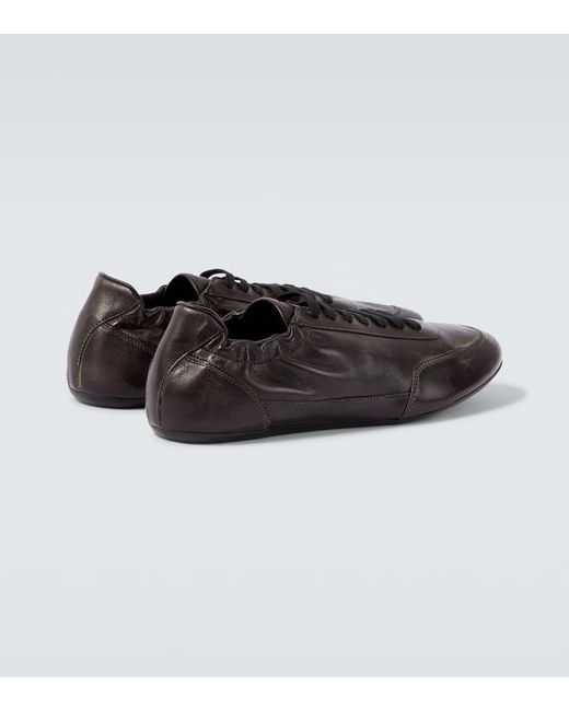 Prada Brown Collapse Leather Sneakers for men