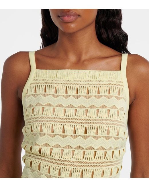 Elie Saab Yellow Macrame Midi Dress