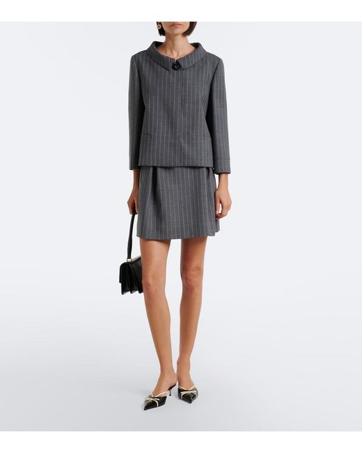 Valentino Gray Pinstripe Virgin Wool Miniskirt