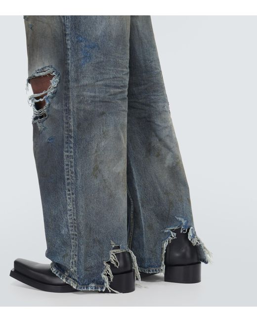 Balenciaga Distressed Wide-leg Jeans in Blue for Men | Lyst