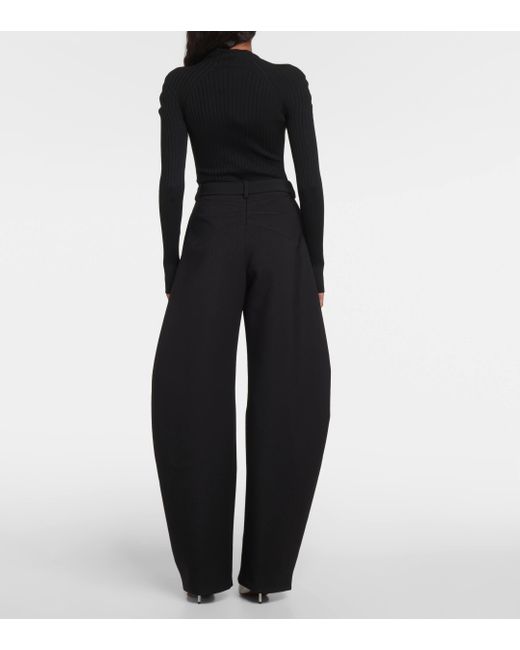 Alaïa Black High-rise Wool Barrel-leg Pants