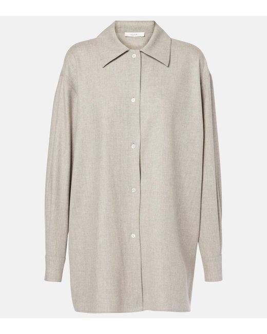 The Row White Komako Wool And Cashmere Shirt