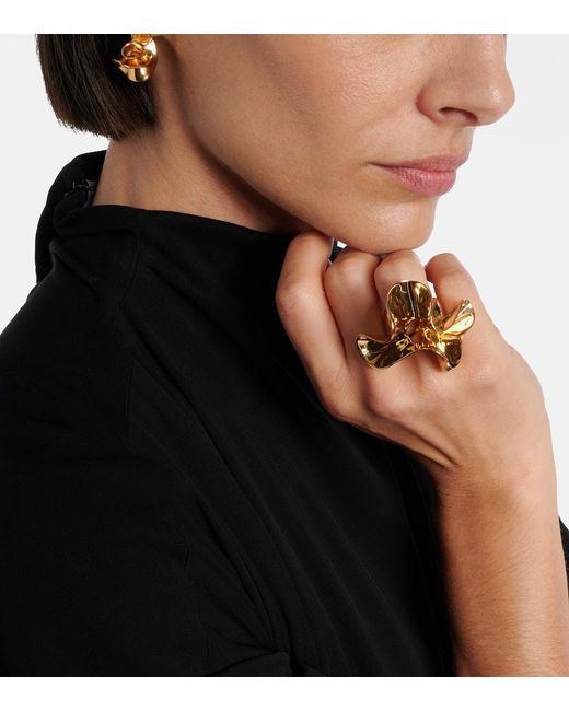 Anillo Anemone De Plata De Ley Banada En Oro Bottega Veneta de color Metallic