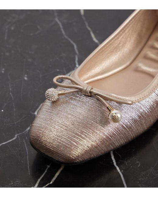 Jimmy Choo Natural Elme Glitter Ballet Flats
