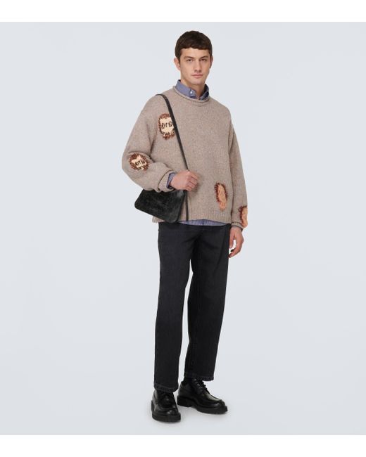 Acne Gray Platt Mini Leather Shoulder Bag for men