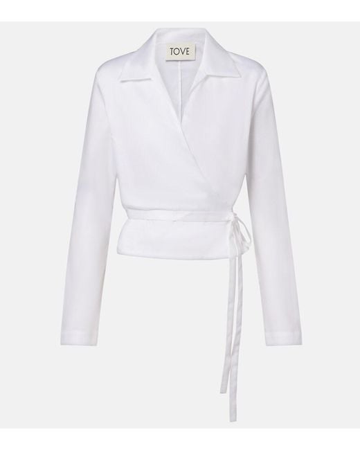 TOVE White Bronte Cotton Wrap Top