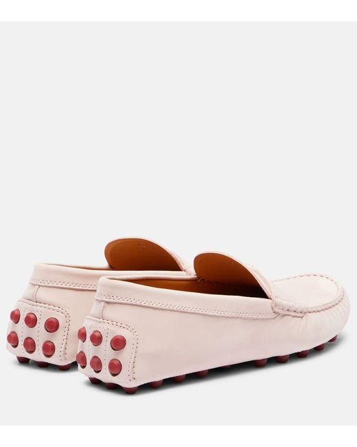 Tod's Pink Mokassins Gommino Bubble Aus Veloursleder