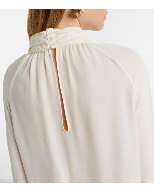 Nili Lotan White Axelle Silk Georgette Blouse